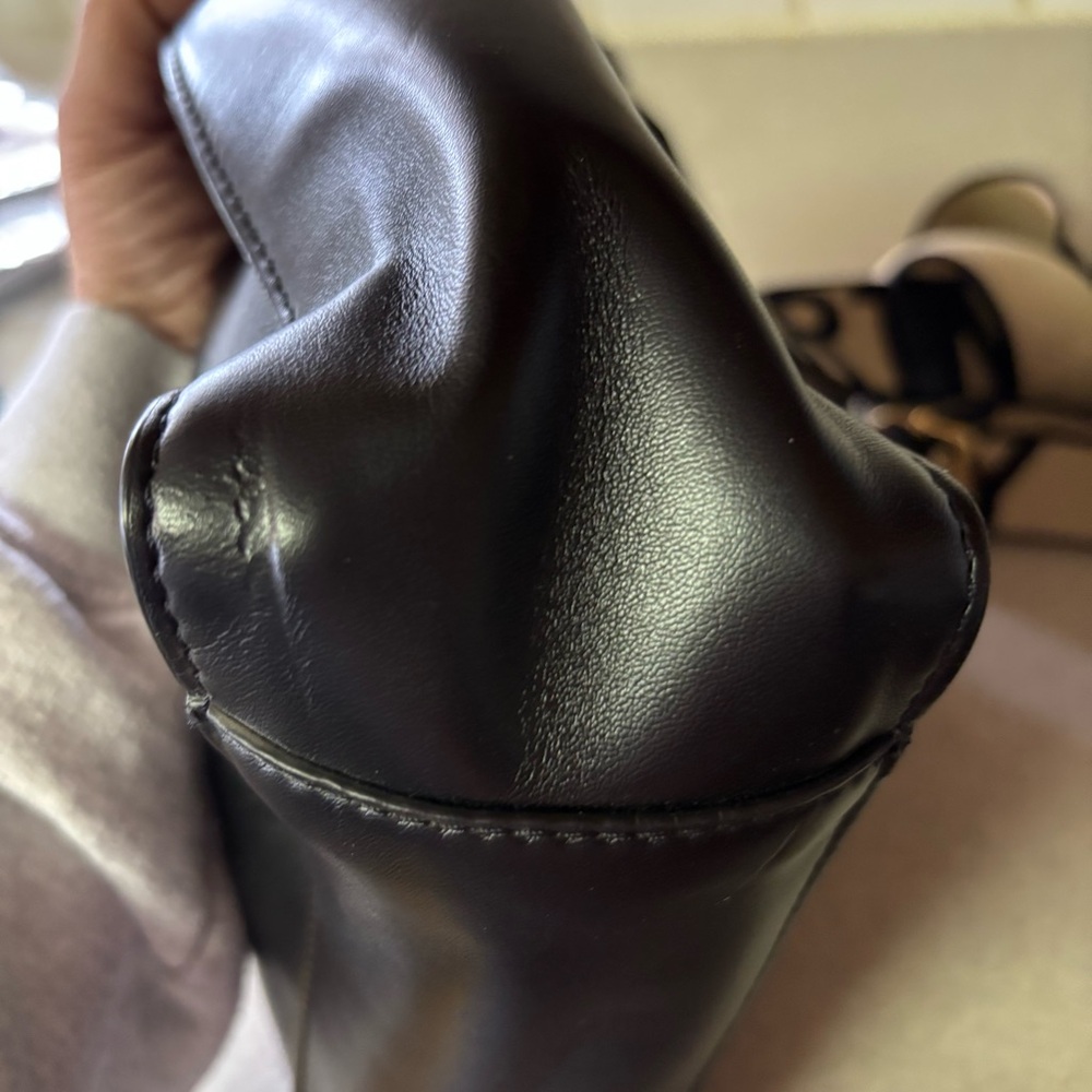 Stella McCartney Black Faux Leather Perorated Logo Small Preppy Crossbody Bag - Picture 12 of 13